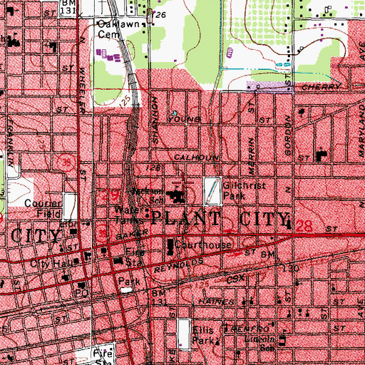 Topographic Map of Jackson Elementary School, FL