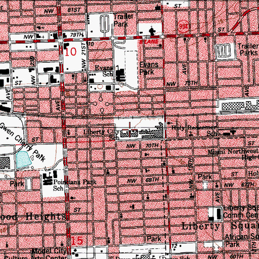 Topographic Map of Liberty City Elementary School, FL