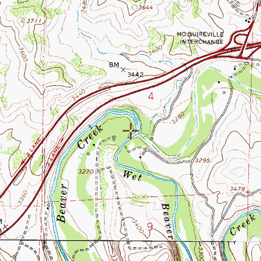 Topographic Map of Dry Beaver Creek, AZ
