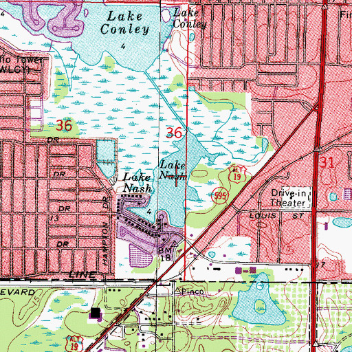 Topographic Map of Lake Nash, FL