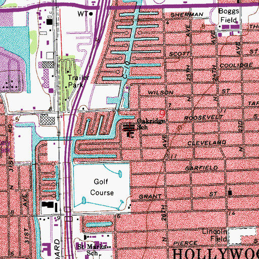 Topographic Map of Oakridge Elementary School, FL