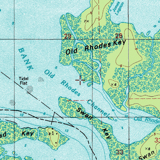 Topographic Map of Old Rhodes Channel, FL
