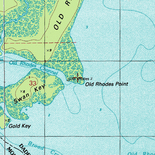 Topographic Map of Old Rhodes Point, FL