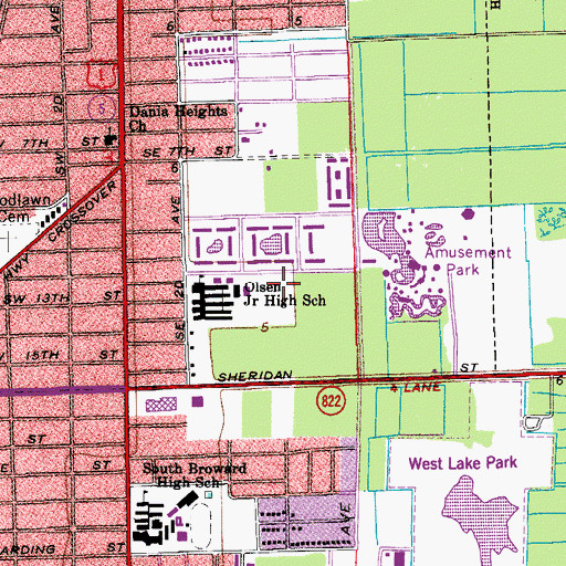 Topographic Map of Olsen Middle School, FL