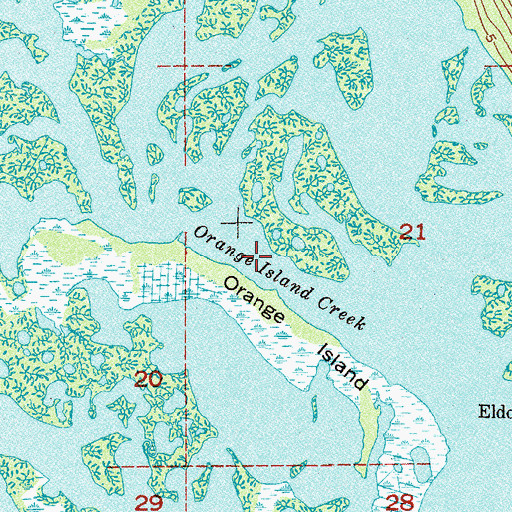 Topographic Map of Orange Island Creek, FL