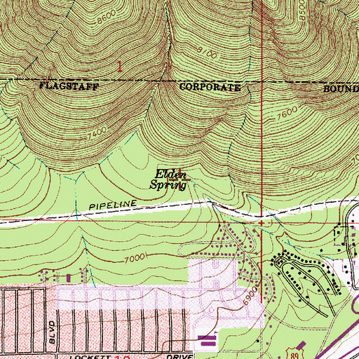 Topographic Map of Elden Spring, AZ