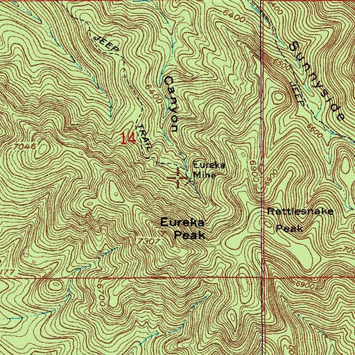 Topographic Map of Eureka Mine, AZ