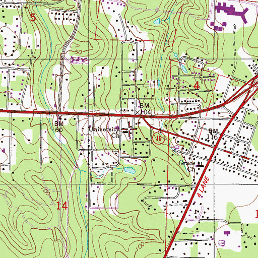 Topographic Map of University Church, FL