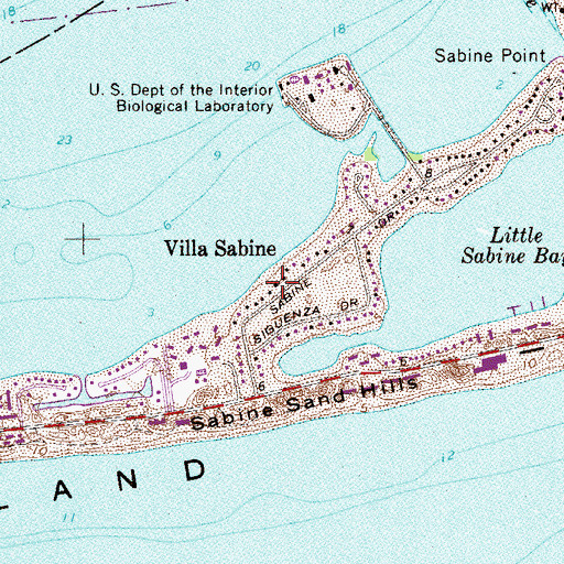 Topographic Map of Villa Sabine, FL