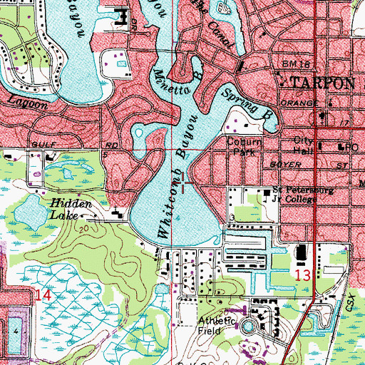 Topographic Map of Whitecomb Bayou, FL