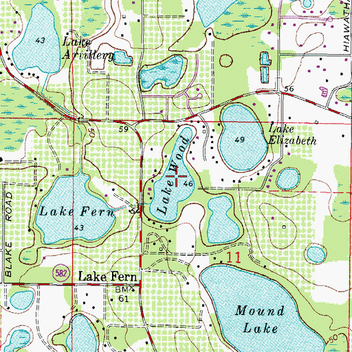 Topographic Map of Lake Wood, FL