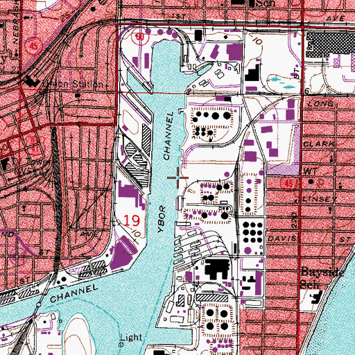 Topographic Map of Ybor Channel, FL