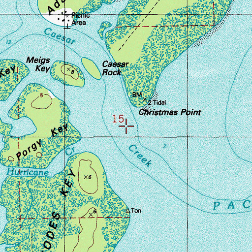 Topographic Map of Caesar Creek, FL
