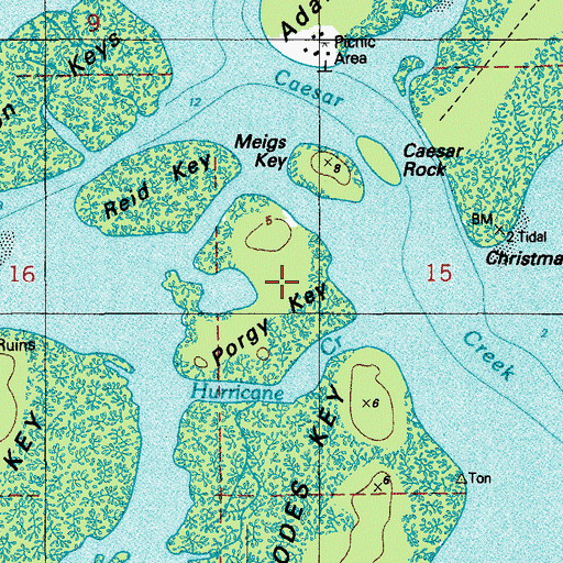 Topographic Map of Porgy Key, FL