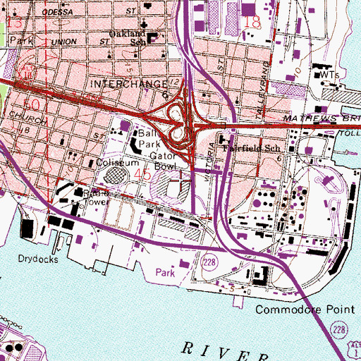 Topographic Map of Gator Bowl, FL