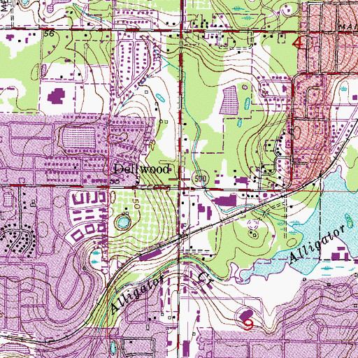 Topographic Map of Dellwood, FL