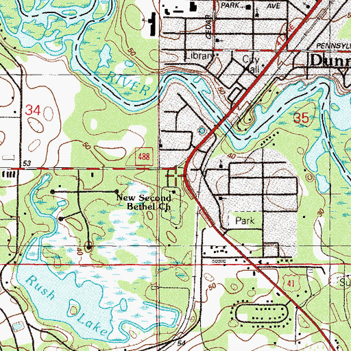 Topographic Map of Dunnellon Plaza, FL