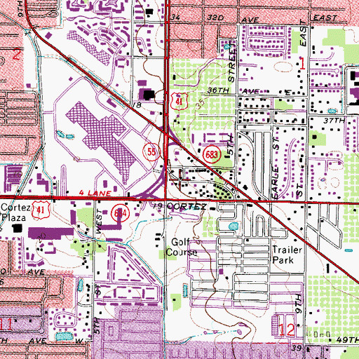 Topographic Map of Cortez Road Plaza, FL