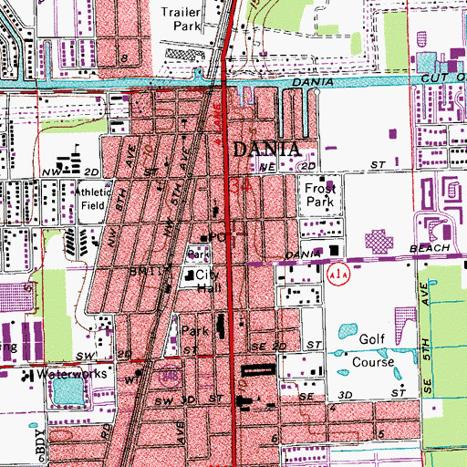 Topographic Map of Dania Shopping Plaza, FL