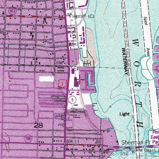 Topographic Map of Rivera Beach Shopping Center, FL