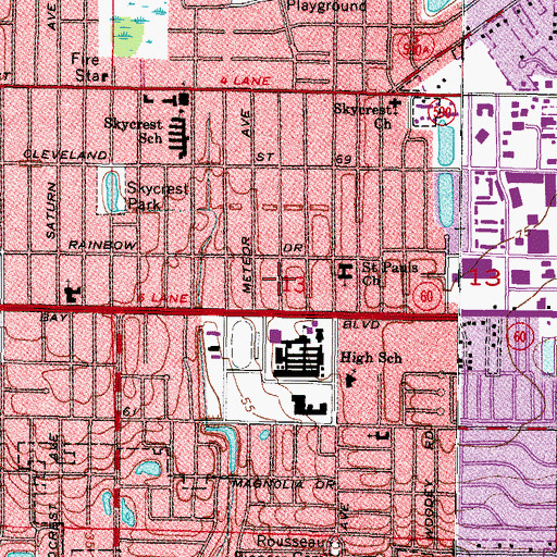 Topographic Map of Northwoods Oaks Shopping Center, FL
