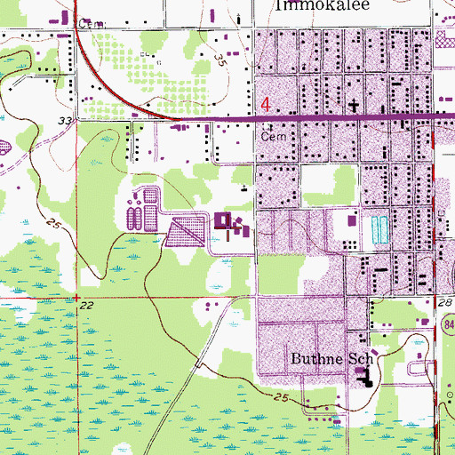 Topographic Map of Pinecrest Elementary School, FL
