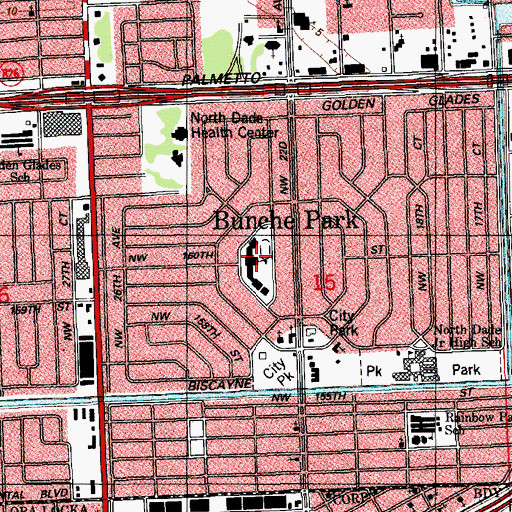 Topographic Map of Bunche Park Elementary School, FL