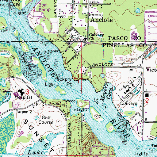 Topographic Map of Hickory Point, FL
