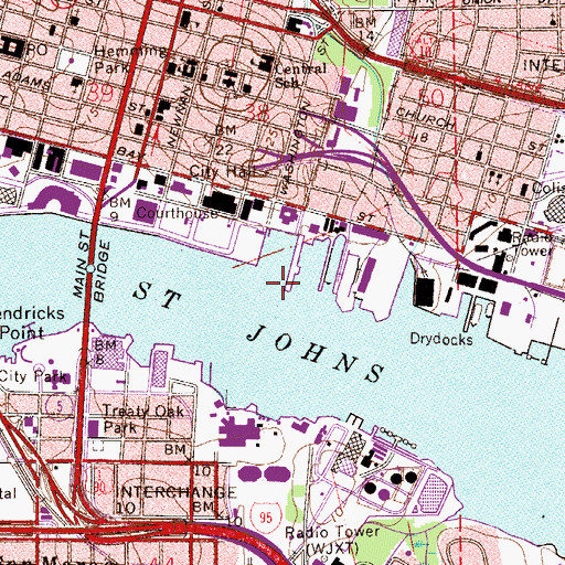 Topographic Map of Jacksonville Shipyards Pier 1 East Light, FL