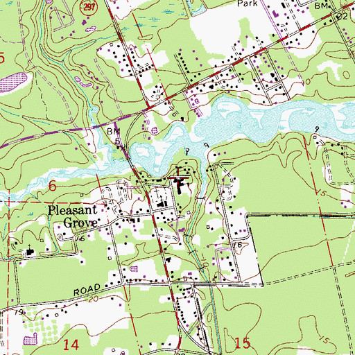 Topographic Map of Pleasant Grove Elementary School, FL