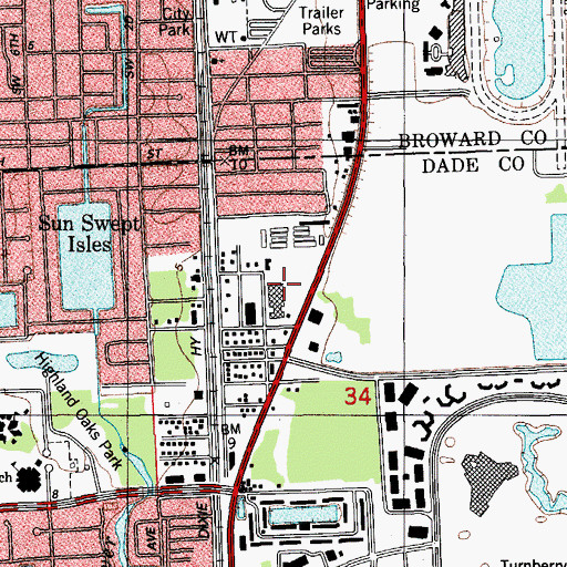 Topographic Map of Aventura Hospital and Medical Center, FL
