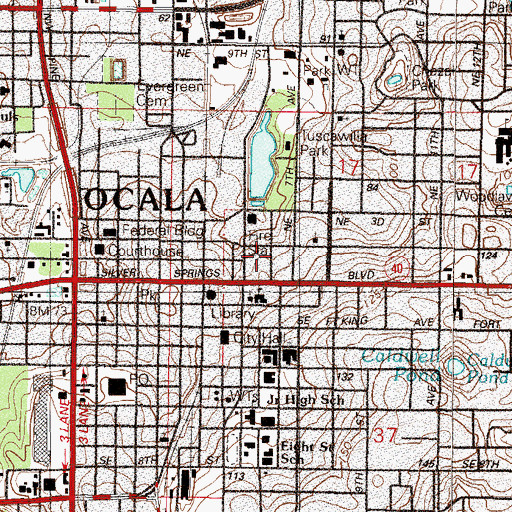Topographic Map of Forest Hills Memorial Park, FL