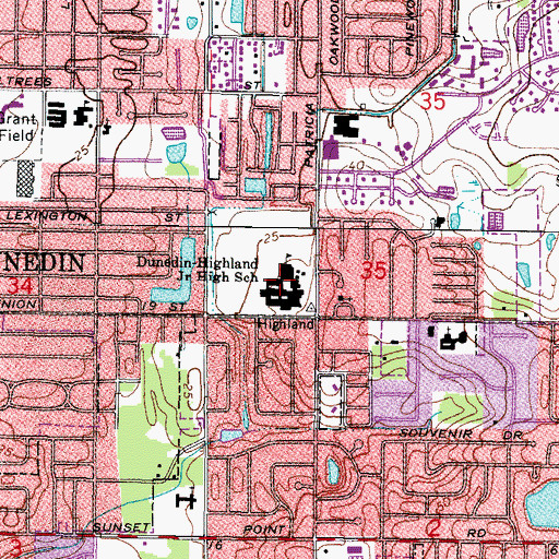 Topographic Map of Dunedin Elementary School, FL