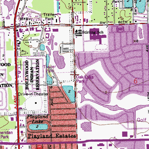 Topographic Map of Oak Lake Park, FL