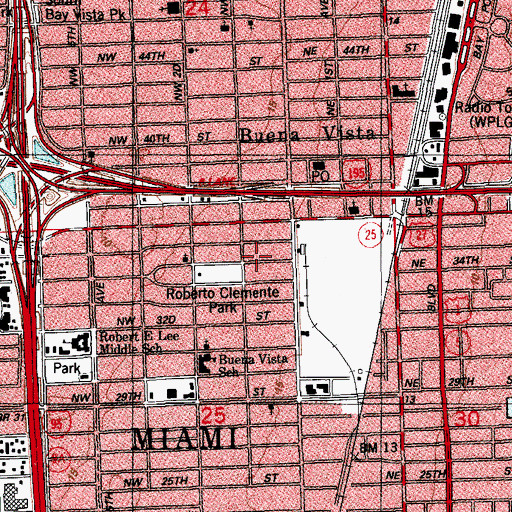 Topographic Map of Iglesia Bautista de Wynwood, FL