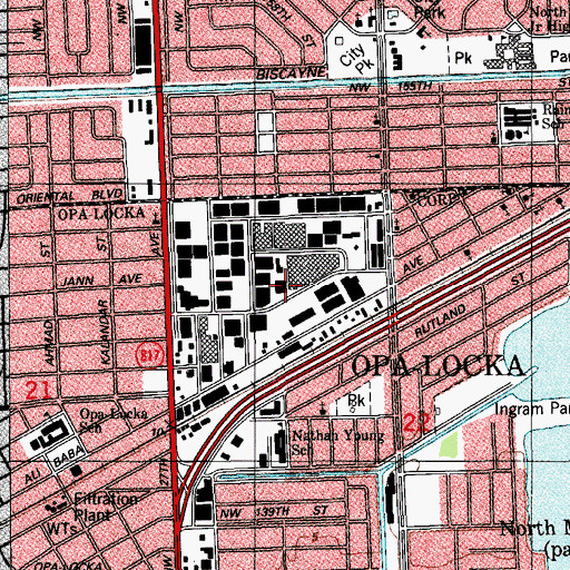 Topographic Map of First Baptist Church of Opa-Locka, FL