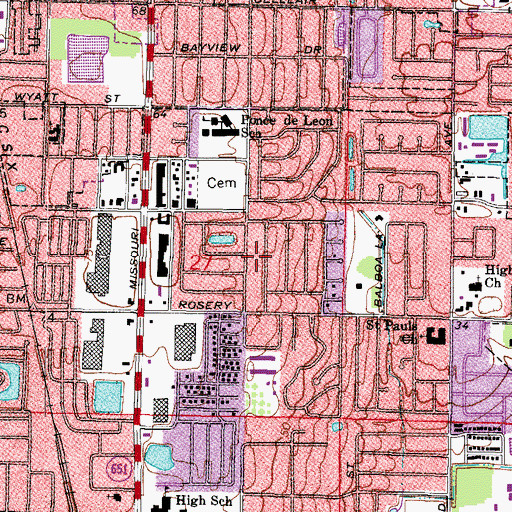 Topographic Map of Jefferson Academy, FL