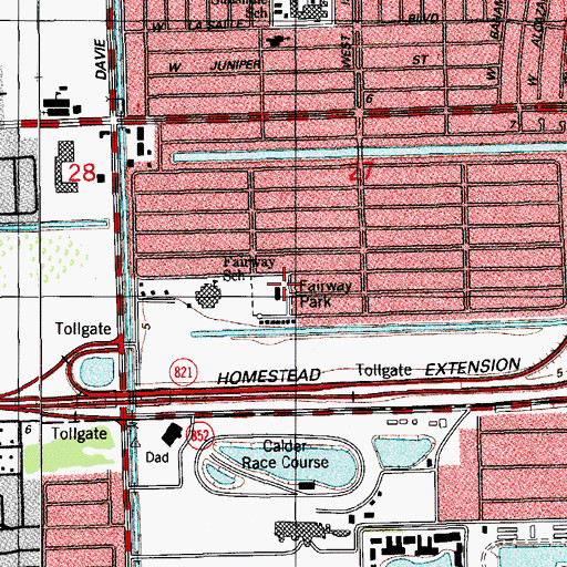 Topographic Map of Fairway Park, FL