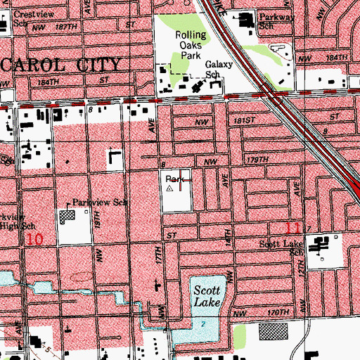 Topographic Map of Scott Park, FL