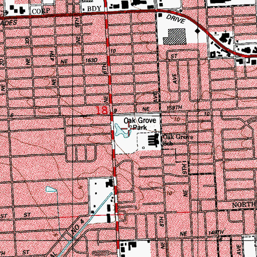 Topographic Map of Oak Grove Park, FL