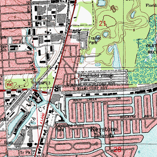 Topographic Map of Highland Village Park, FL