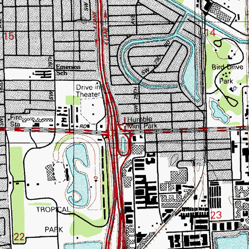 Topographic Map of Humble Mini Park, FL