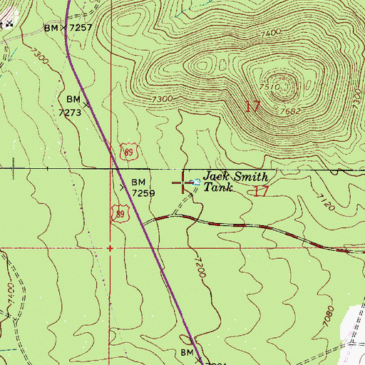 Topographic Map of Jack Smith Tank, AZ