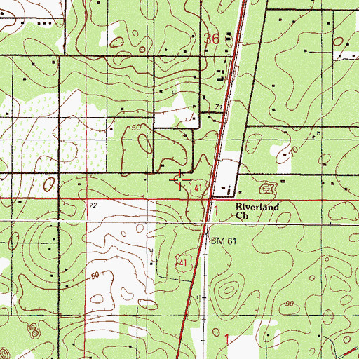 Topographic Map of Riverland Baptist Church, FL