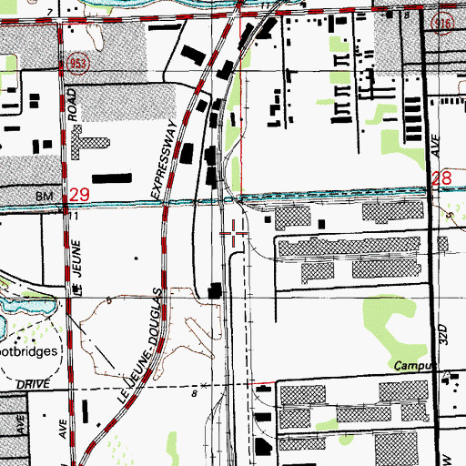 Topographic Map of Commerce Spur Junction Railroad Station, FL
