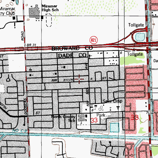 Topographic Map of Lakewood Estates, FL