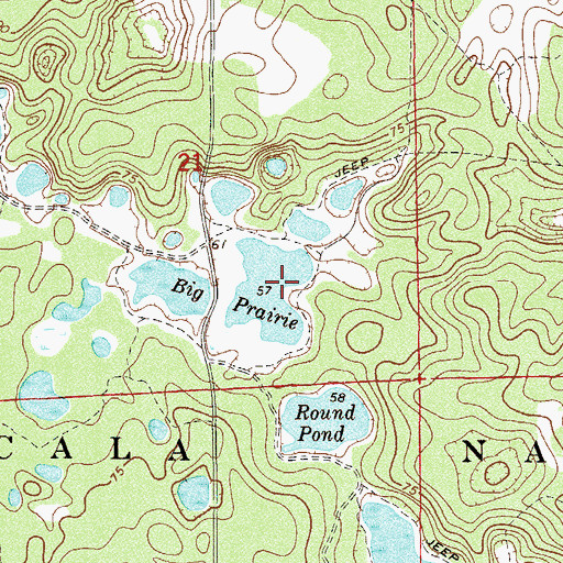 Topographic Map of Big Prairie, FL