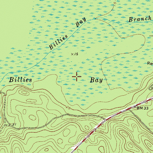 Topographic Map of Billies Bay, FL