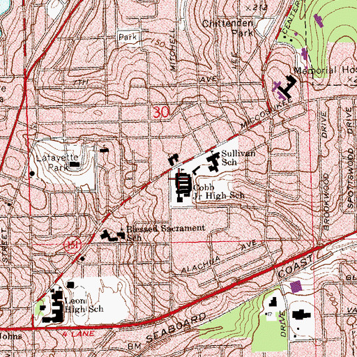 Topographic Map of Elizabeth Cobb Middle School, FL
