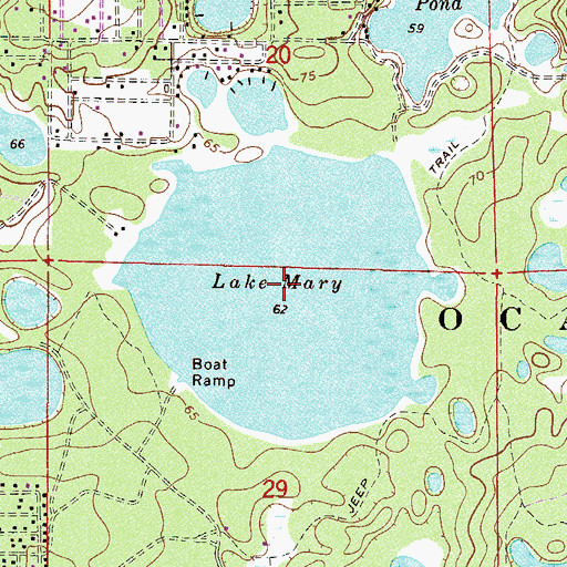 Topographic Map of Lake Mary, FL